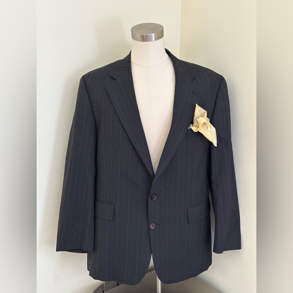 Chaps Ralph Lauren Gray/Black Pink/Purple Stripes 2Button Dress Jacket Size 46 R